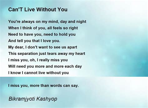 can't be without you|can't be without you poem.